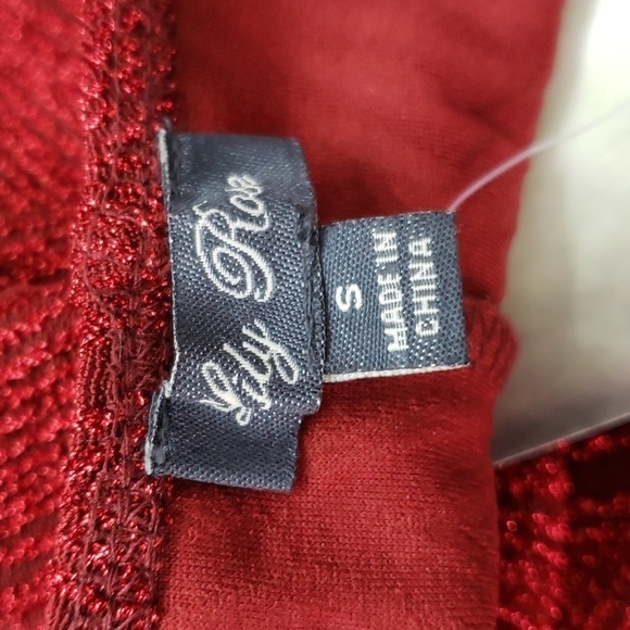 Lily Rose Red Shimmer Knotted Side Bodycon Dress Sz S - Picture 6 of 9